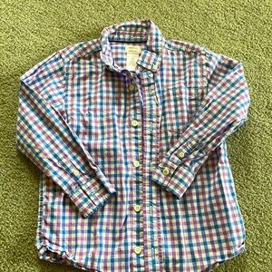 Boys 5T purple and blue plaid button down
